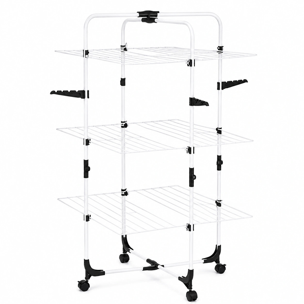 Uscător de Rufe Vertical Pliabil cu 3 Etaje și Roți Extensibil Design Compact si Rezistent din Aluminiu