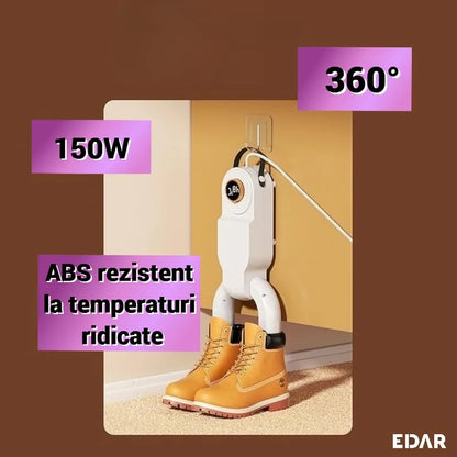 Uscător Electric Profesional pentru Încălțăminte cu Aer Cald 360°, Temperatură Reglabilă, Funcție de Dezinfectare UVC, Elimină Umiditatea, Mirosurile și Bacteriile, Potrivit pentru Pantofi Sport, Ghete, Bocanci, Cizme și Încălțăminte pentru Copii