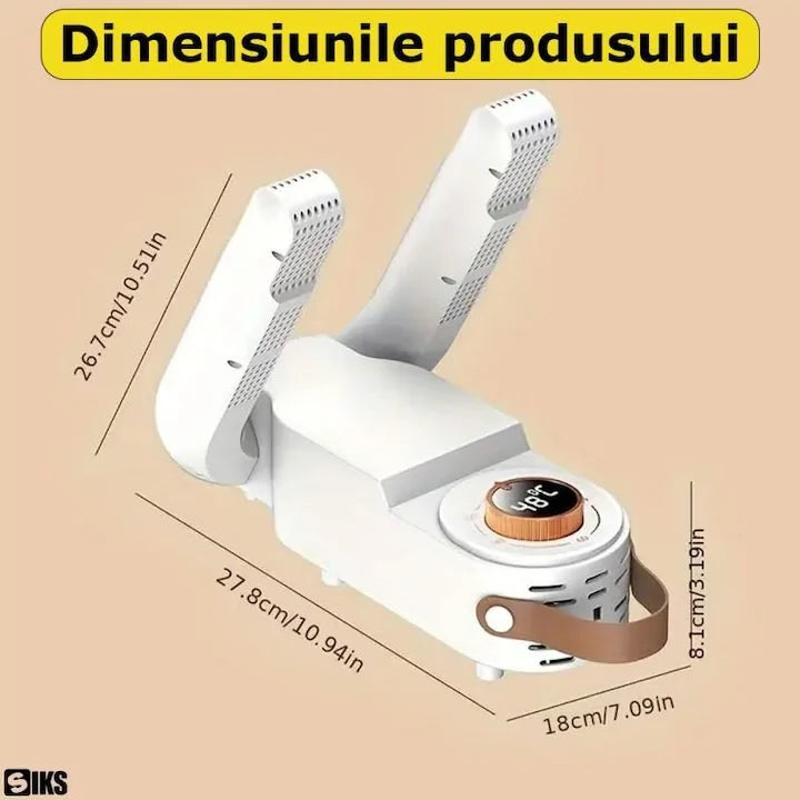 Uscător Electric Profesional pentru Încălțăminte cu Aer Cald 360°, Temperatură Reglabilă, Funcție de Dezinfectare UVC, Elimină Umiditatea, Mirosurile și Bacteriile, Potrivit pentru Pantofi Sport, Ghete, Bocanci, Cizme și Încălțăminte pentru Copii