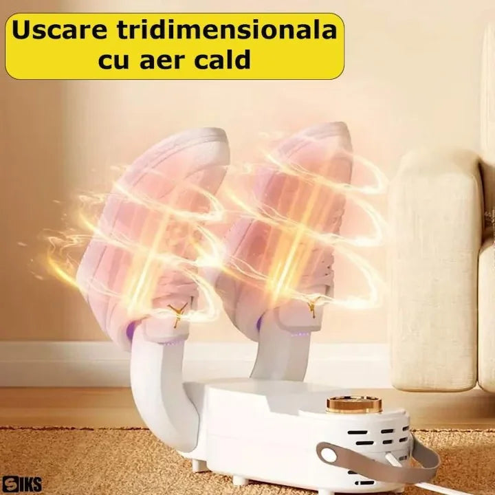 Uscător Electric Profesional pentru Încălțăminte cu Aer Cald 360°, Temperatură Reglabilă, Funcție de Dezinfectare UVC, Elimină Umiditatea, Mirosurile și Bacteriile, Potrivit pentru Pantofi Sport, Ghete, Bocanci, Cizme și Încălțăminte pentru Copii