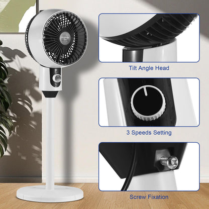 Ventilator cu picior, 3 trepte de viteza, 40W, cu circulatie a aerului, oscilatie 60°, inclinare 90°, silentios
