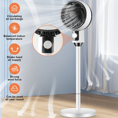 Ventilator cu picior, 3 trepte de viteza, 40W, cu circulatie a aerului, oscilatie 60°, inclinare 90°, silentios