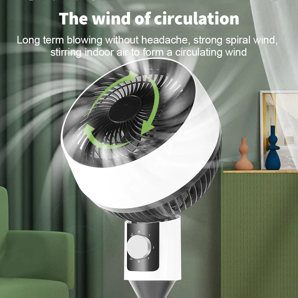 Ventilator cu picior, 3 trepte de viteza, 40W, cu circulatie a aerului, oscilatie 60°, inclinare 90°, silentios