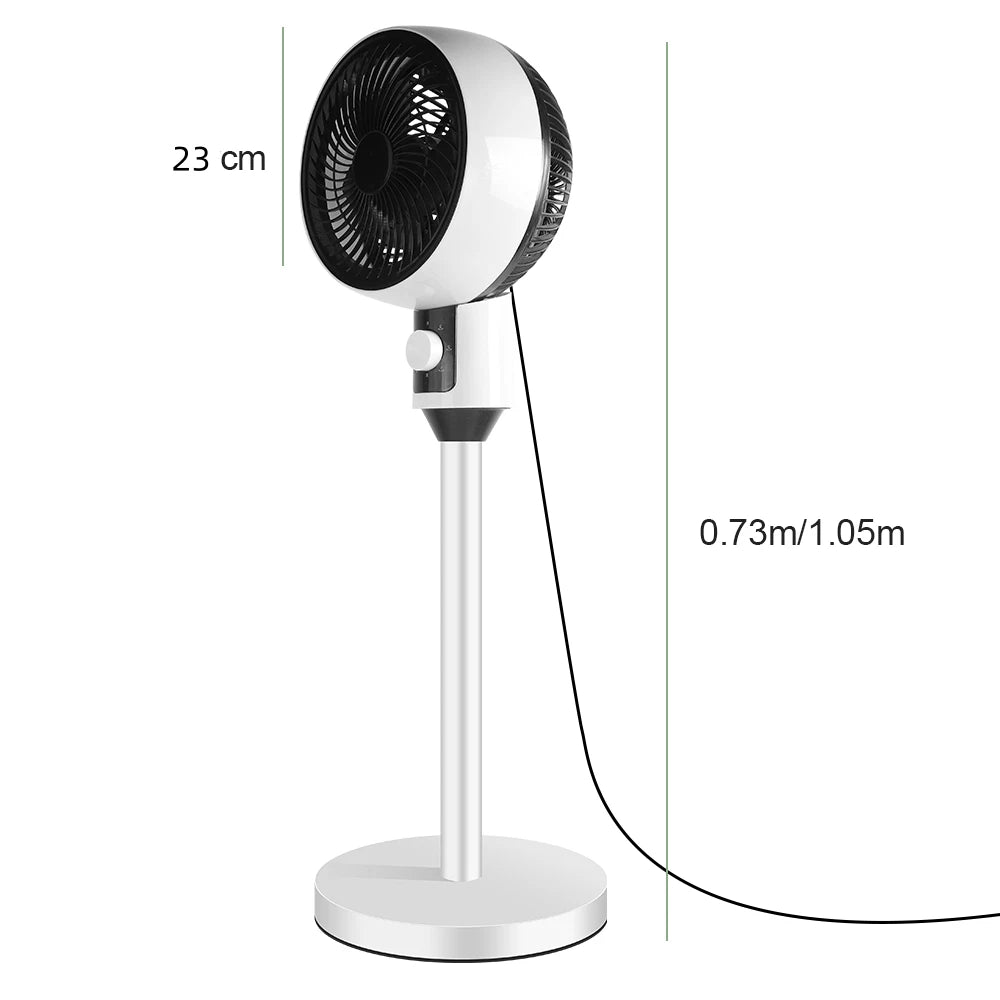 Ventilator cu picior, 3 trepte de viteza, 40W, cu circulatie a aerului, oscilatie 60°, inclinare 90°, silentios