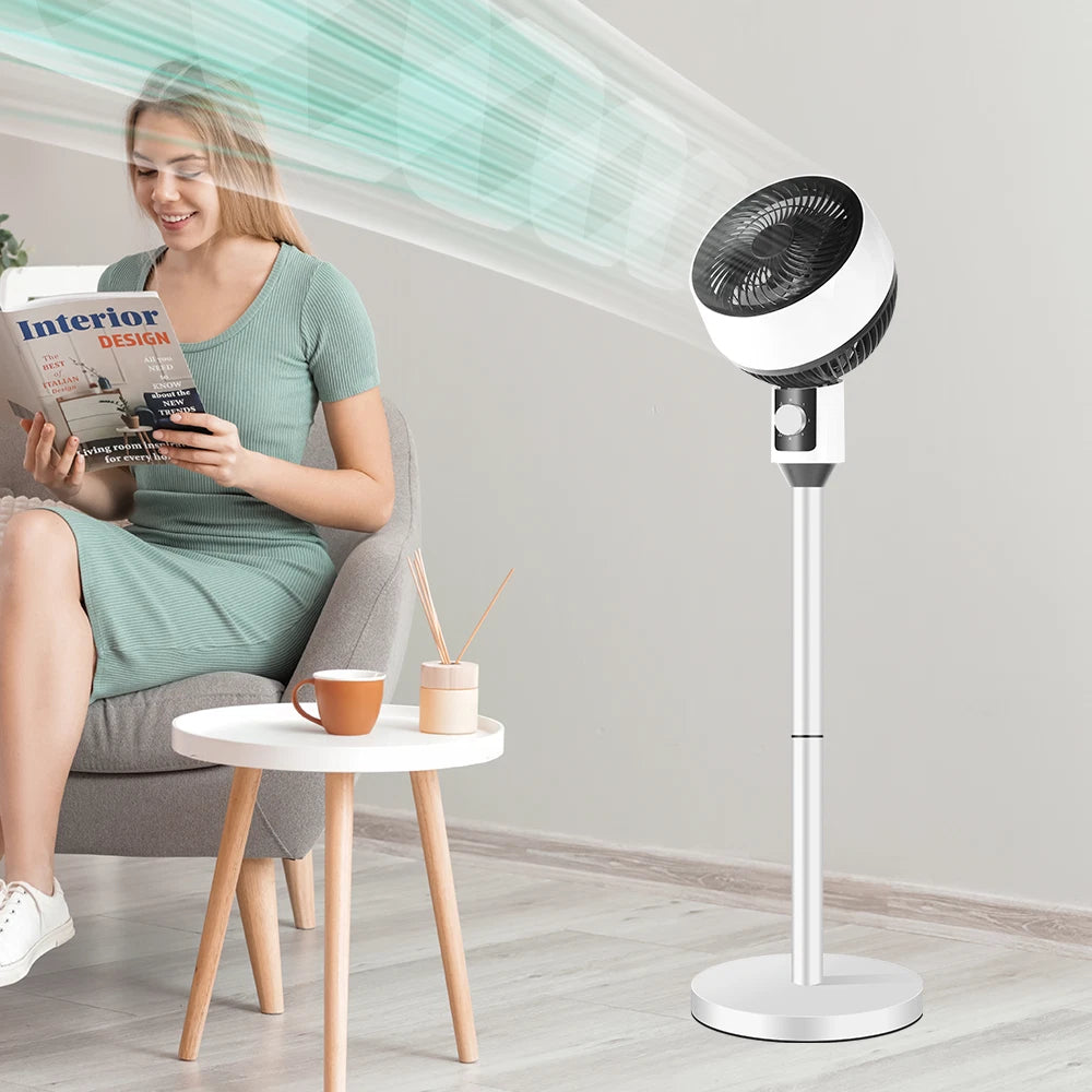 Ventilator cu picior, 3 trepte de viteza, 40W, cu circulatie a aerului, oscilatie 60°, inclinare 90°, silentios
