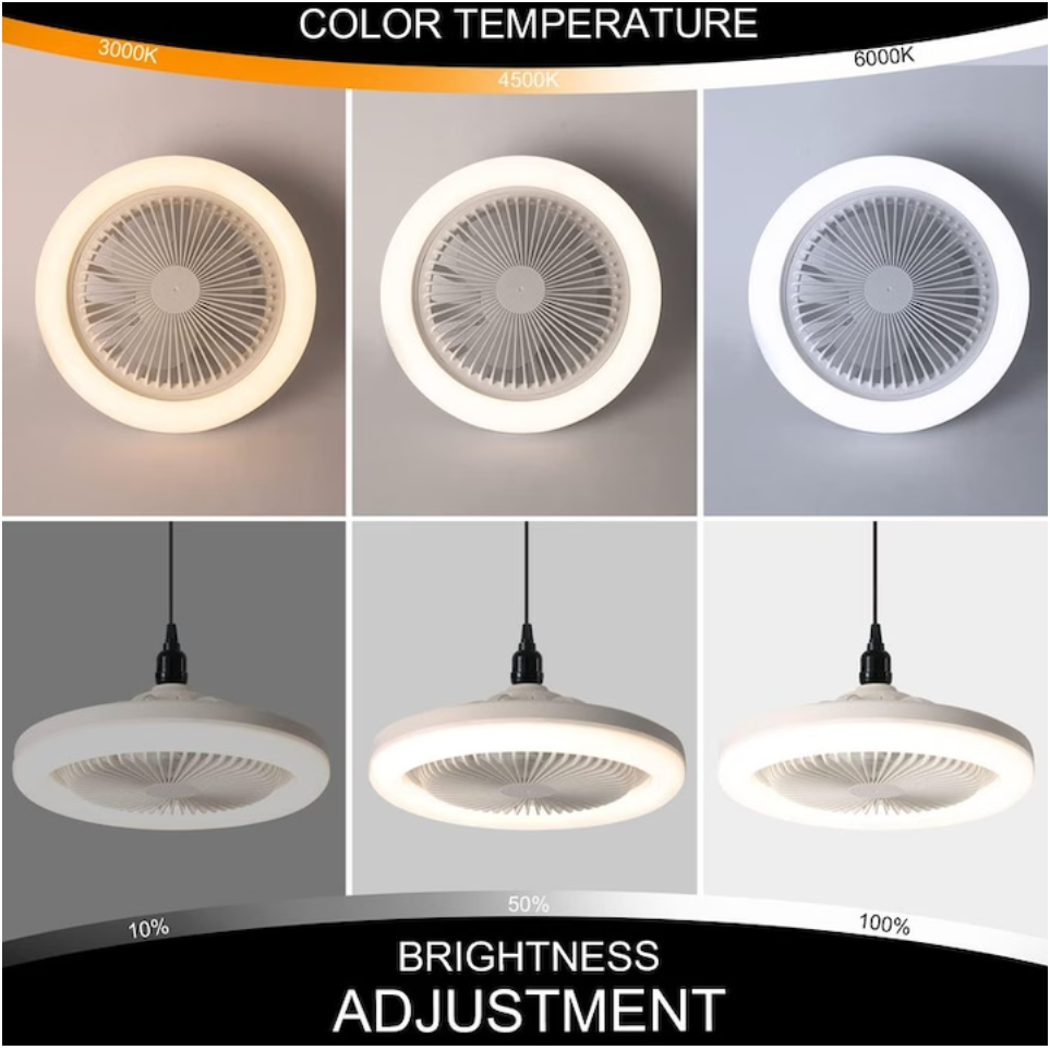 Ventilator de Tavan Tip Lustra, Telecomanda, iluminat LED, 23W, Reglare unghi 360°, Lumina reglabila, Silentios