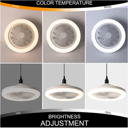 Ventilator de Tavan Tip Lustra, Telecomanda, iluminat LED, 23W, Reglare unghi 360°, Lumina reglabila, Silentios