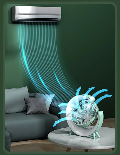 Ventilator Portabil pentru Birou – 3 Viteze, Acumulator 1800mAh, Iluminat RGB, Reglare unghi 180°, USB Reîncărcabil, Silențios și Compact