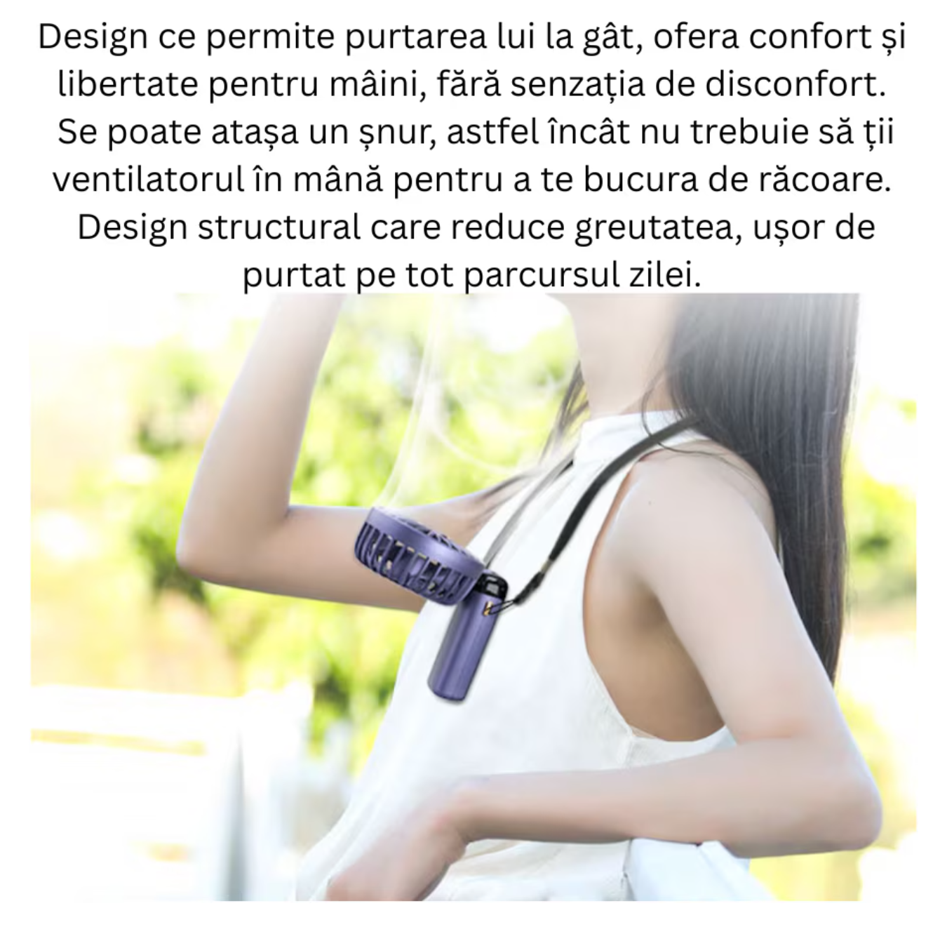 Ventilator Ultra Portabil, 3 in 1, Orientare ajustabila, 5 Trepte de Viteza, acumulator, de Mana, Birou, Pliabil, Ecran LCD, Albastru